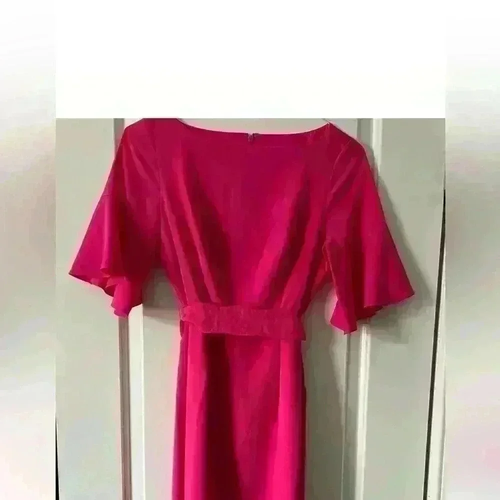 ELIZA J Bell Sleeve Sheath Dress In Hot Pink (POCKETS)